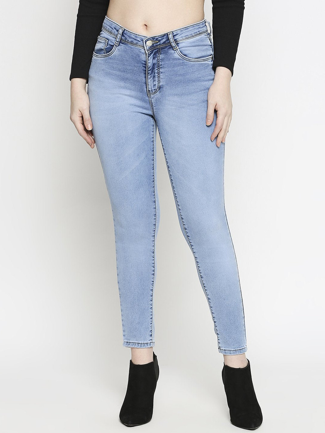 

Kraus Jeans Women Blue Skinny Fit High-Rise Light Fade Jeans