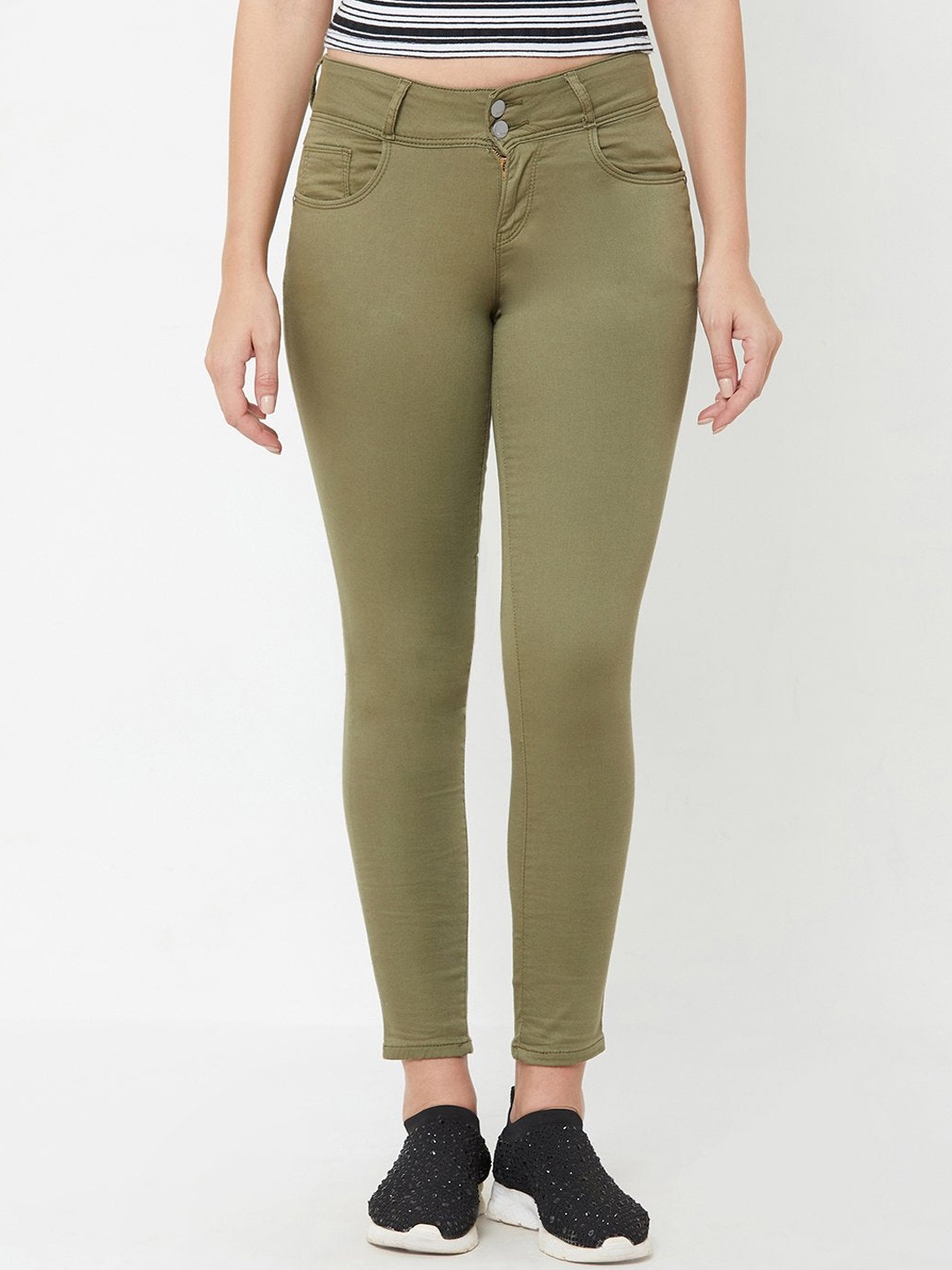 

Kraus Jeans Women Olive Green Skinny Fit High-Rise Jeans