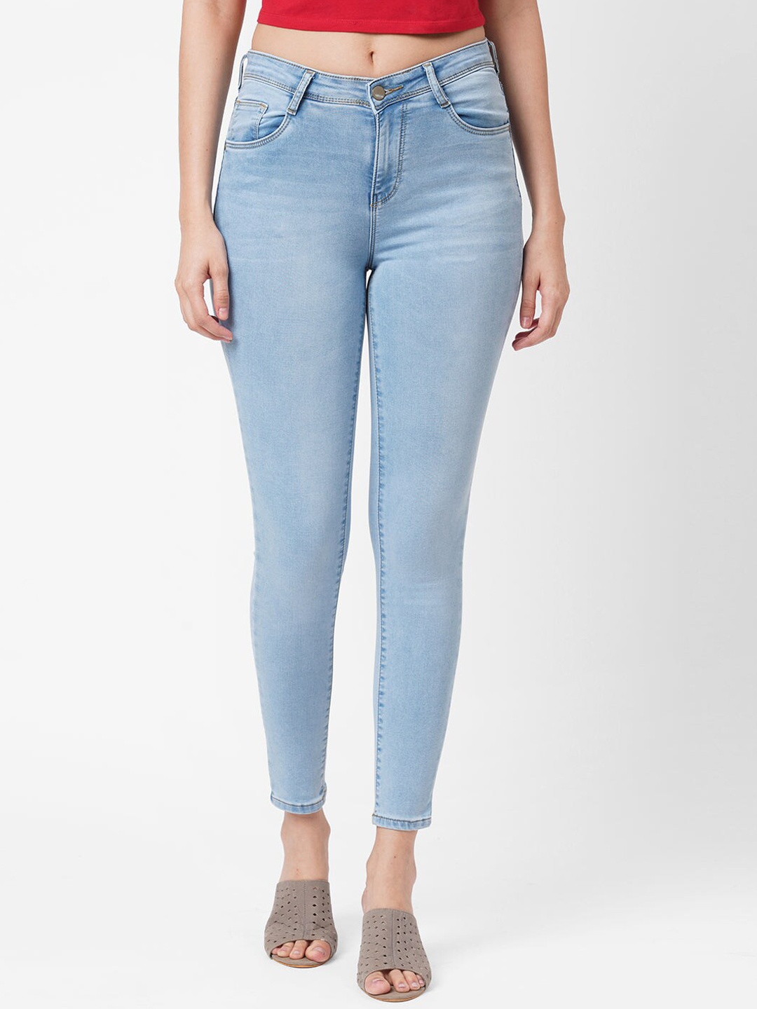 

Kraus Jeans Women Blue Skinny Fit High-Rise Light Fade Jeans