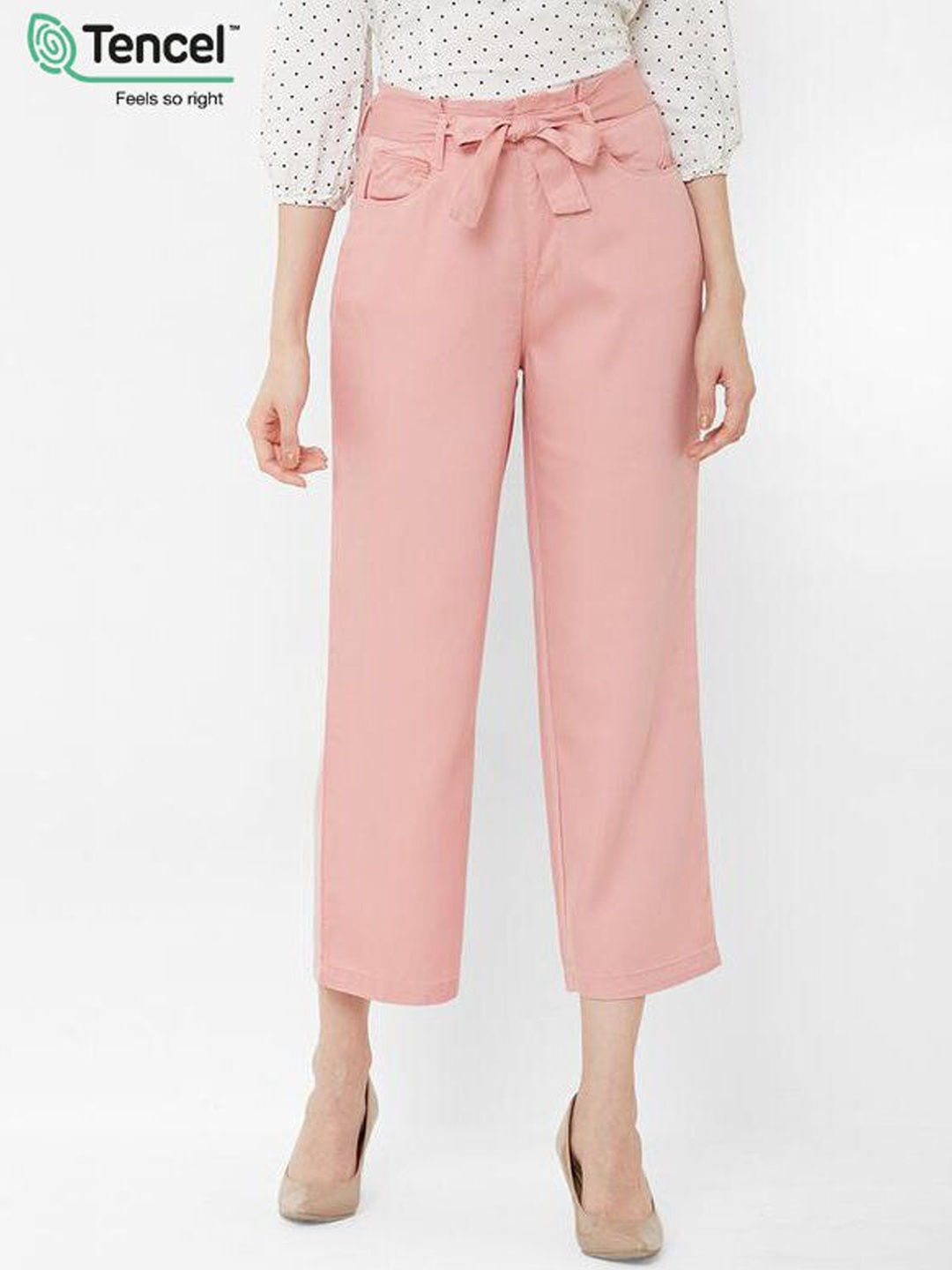 

Kraus Jeans Women Pink Wide Leg High-Rise Jeans