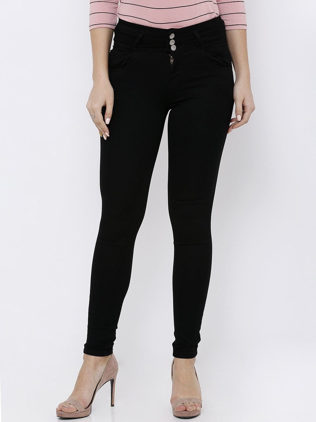 

Kraus Jeans Women Black Skinny Fit High-Rise Jeans
