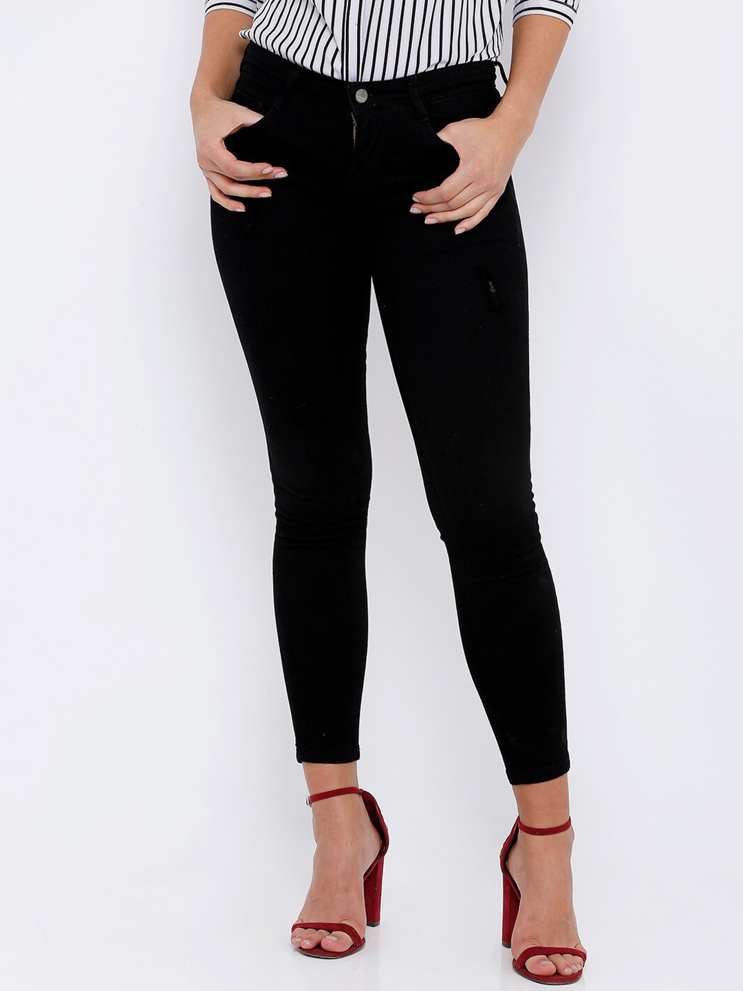 

Kraus Jeans Women Skinny Fit Stretchable Jeans, Black