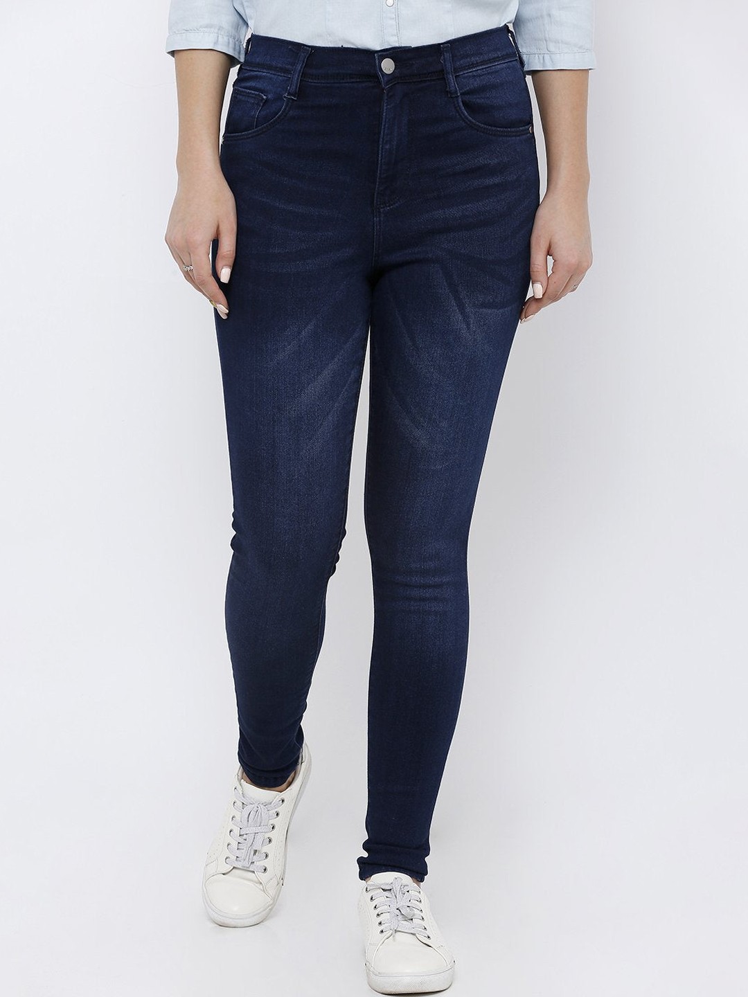 

Kraus Jeans Women Super Skinny Fit High-Rise Light Fade Stretchable Jeans, Blue