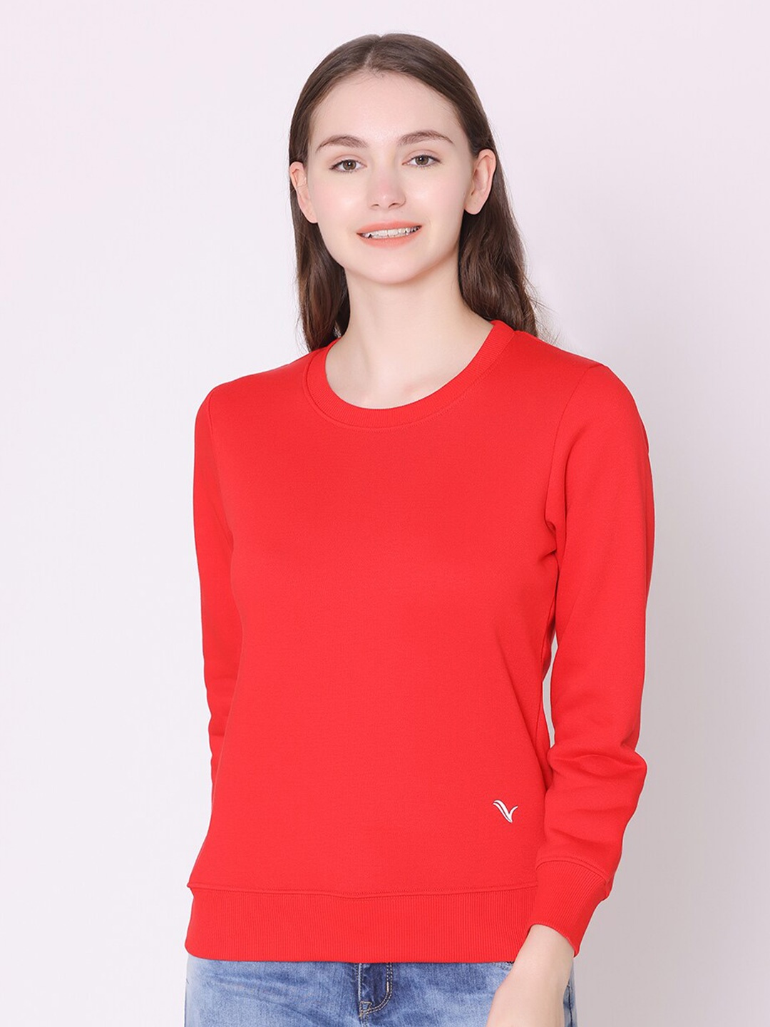 

Vami Round Neck Full Sleeve Sweatshirt, Red