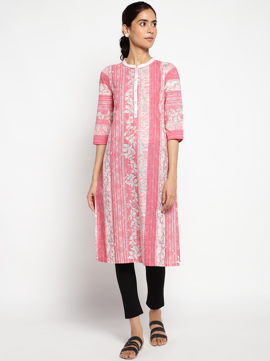 

AURELIA Women Cotton Printed Kurta, Pink