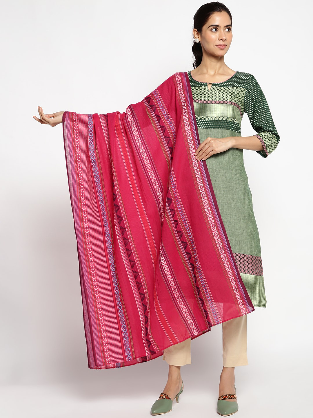 

AURELIA Printed Dupatta, Pink