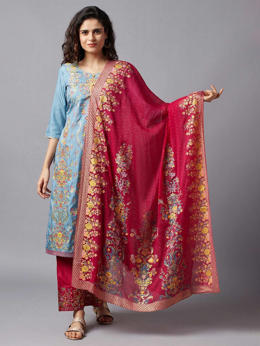 

AURELIA Printed Foil Print Dupatta, Red