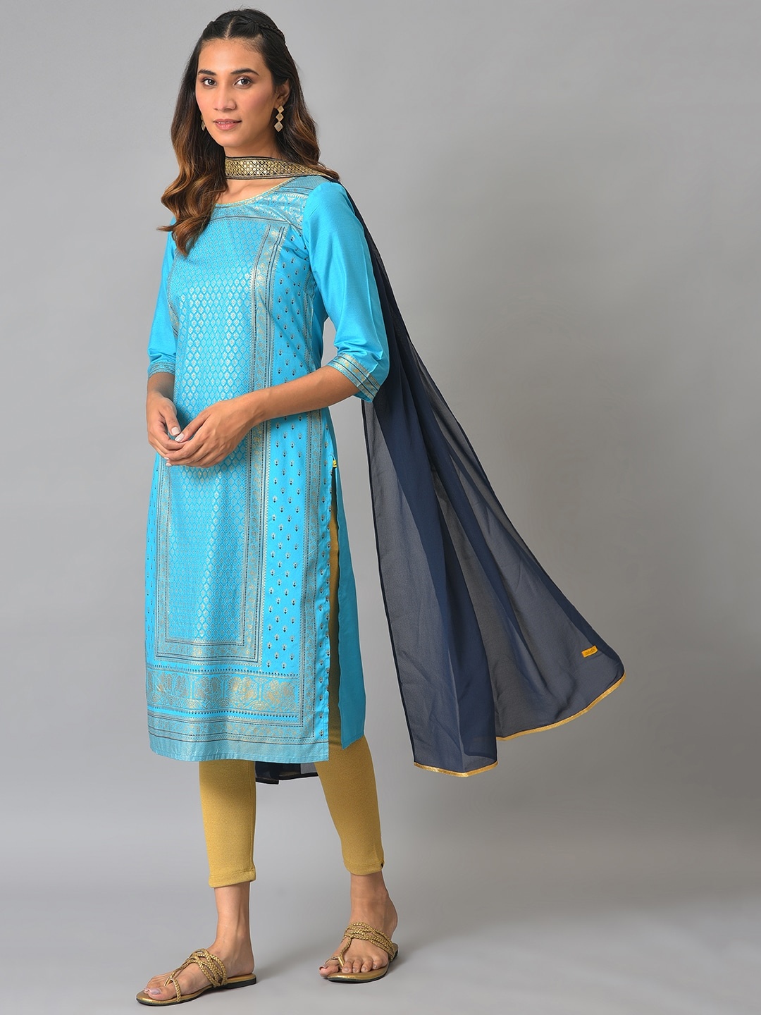 

AURELIA Dupatta with Sequinned, Blue