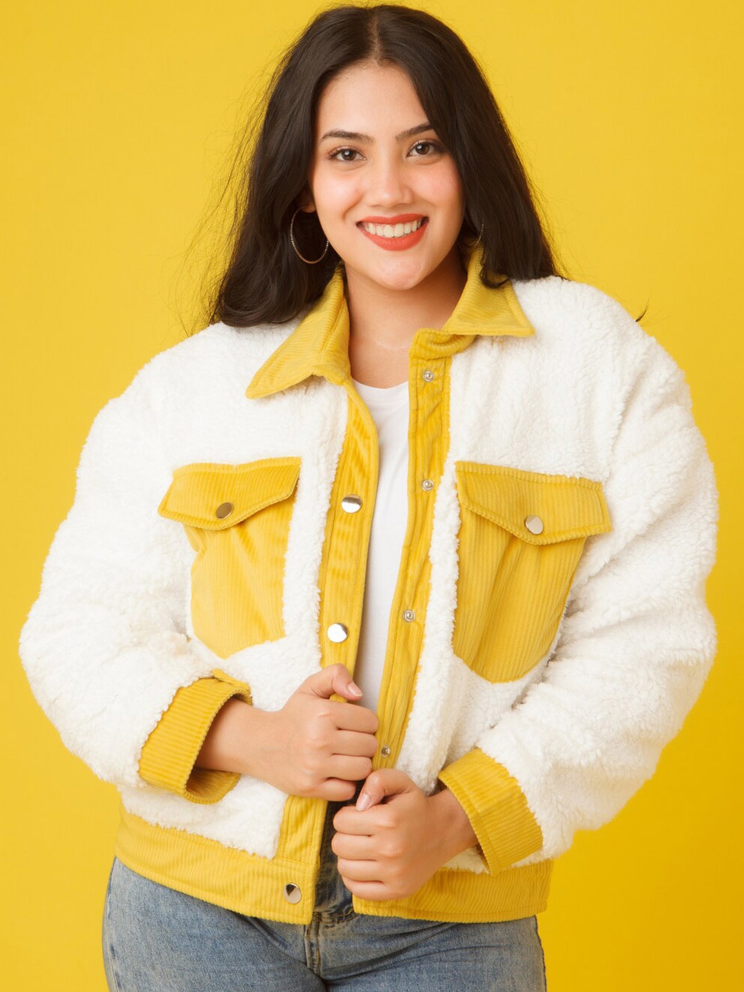 

Zink London Women Colourblocked Puffer Jacket, White