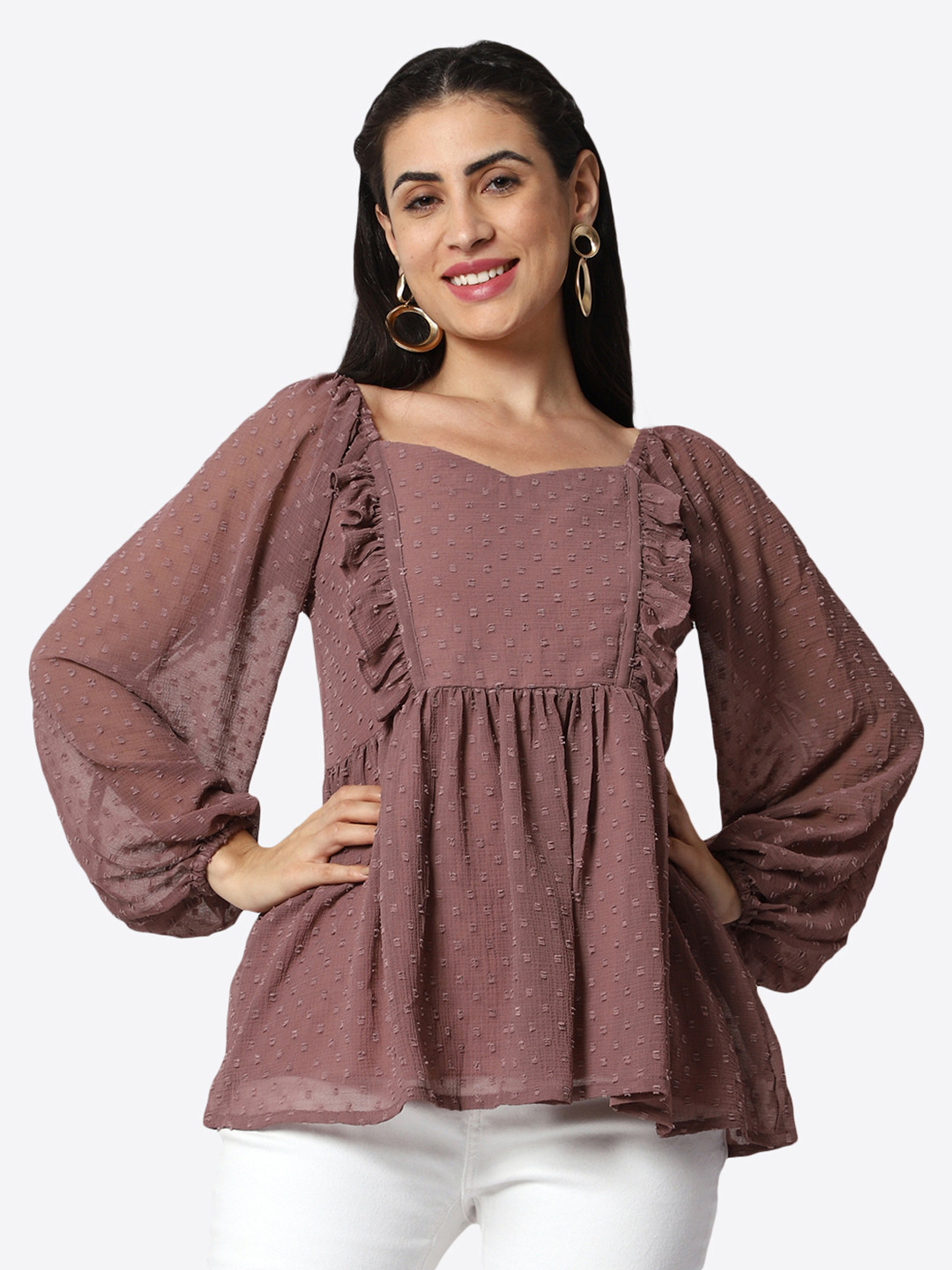 

Prettify Georgette Empire Top, Mauve