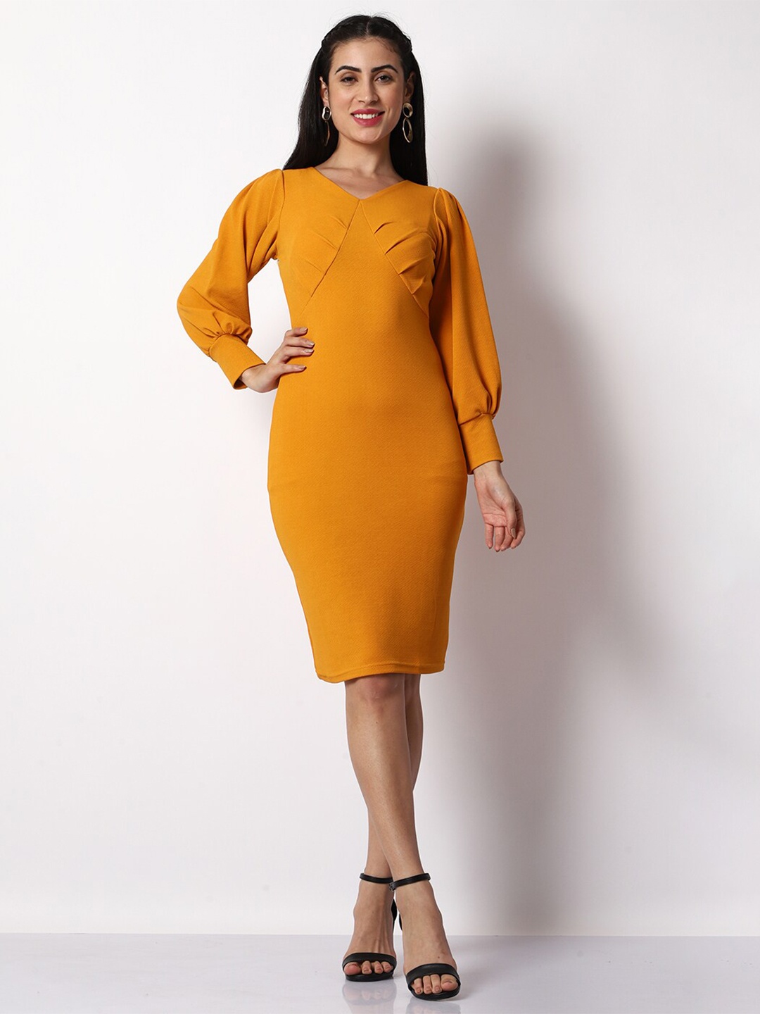 

Prettify V-Neck Sheath Dress, Yellow
