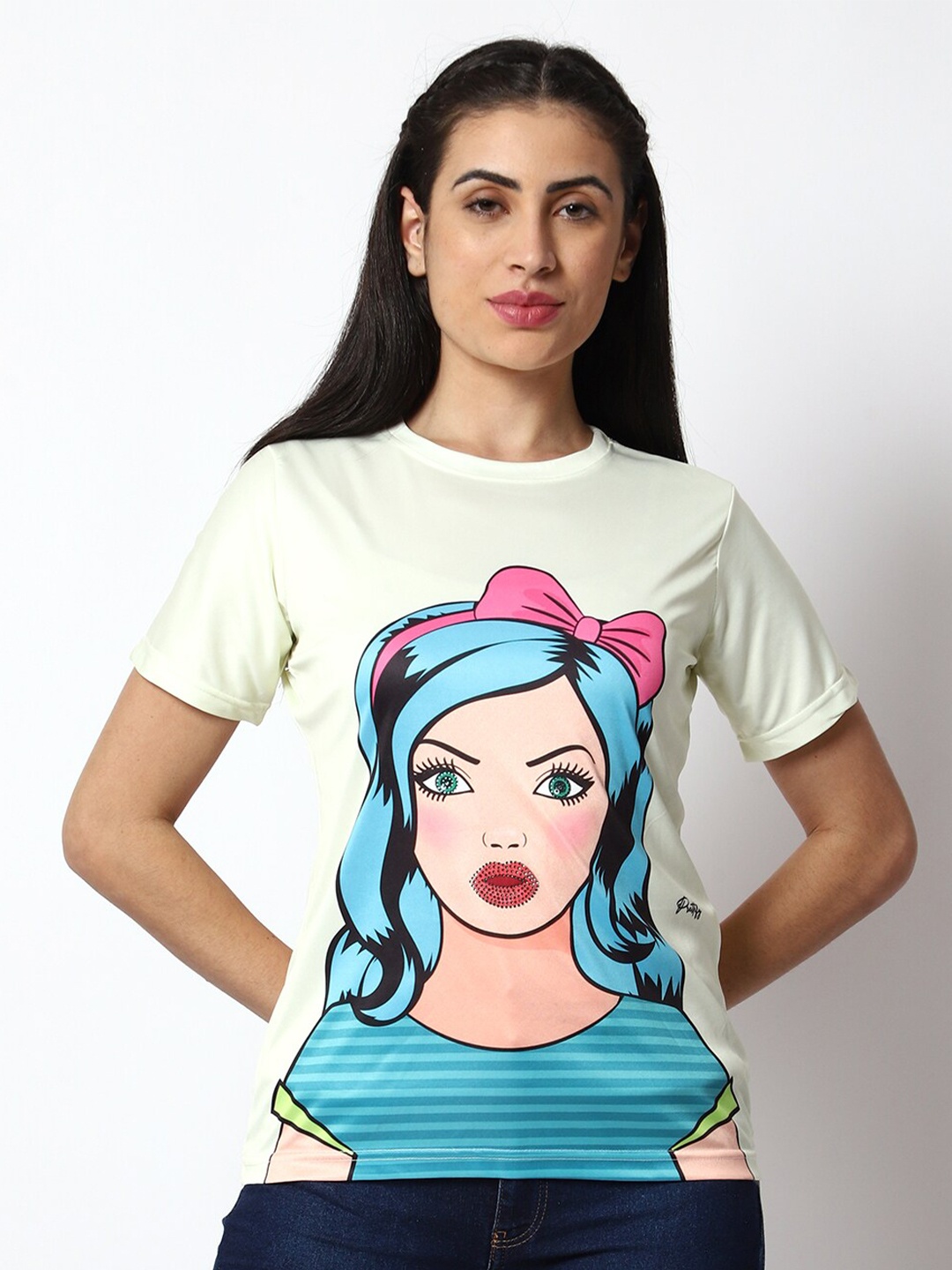 

Prettify Women Printed T-shirt, Off white