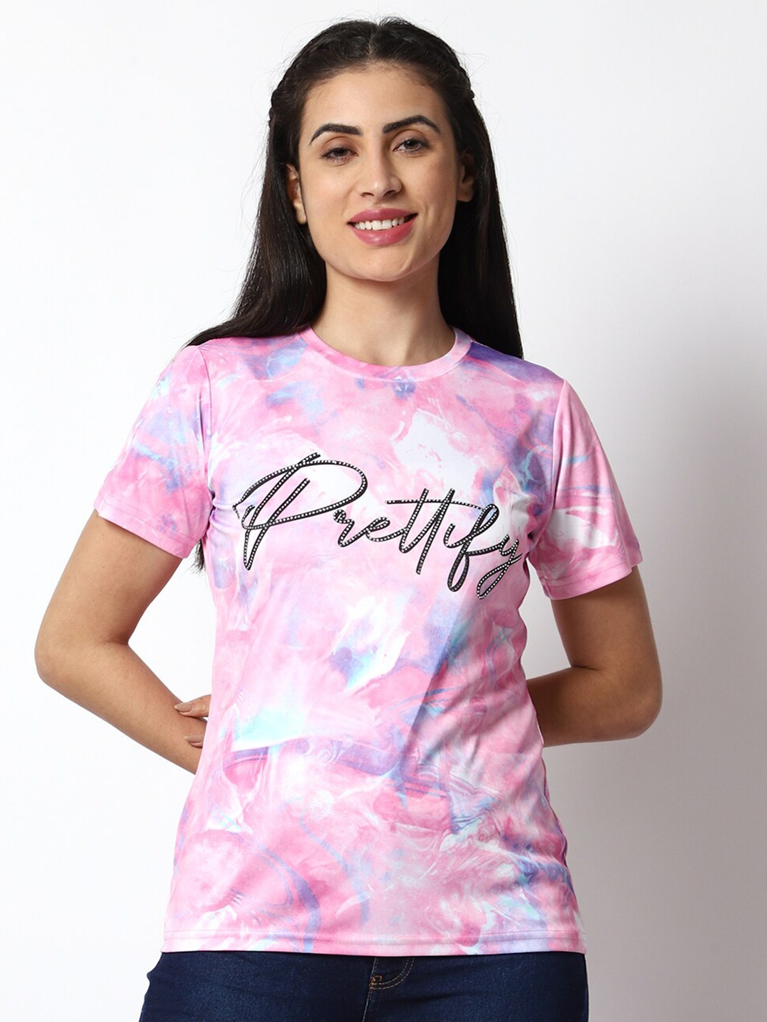 

Prettify Women Printed T-shirt, Pink