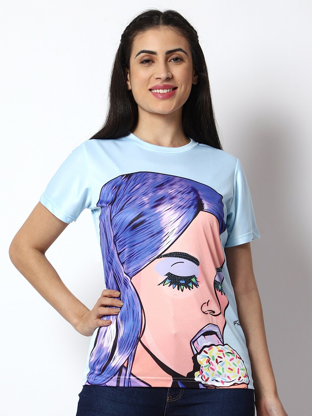 

Prettify Women Printed T-shirt, Blue