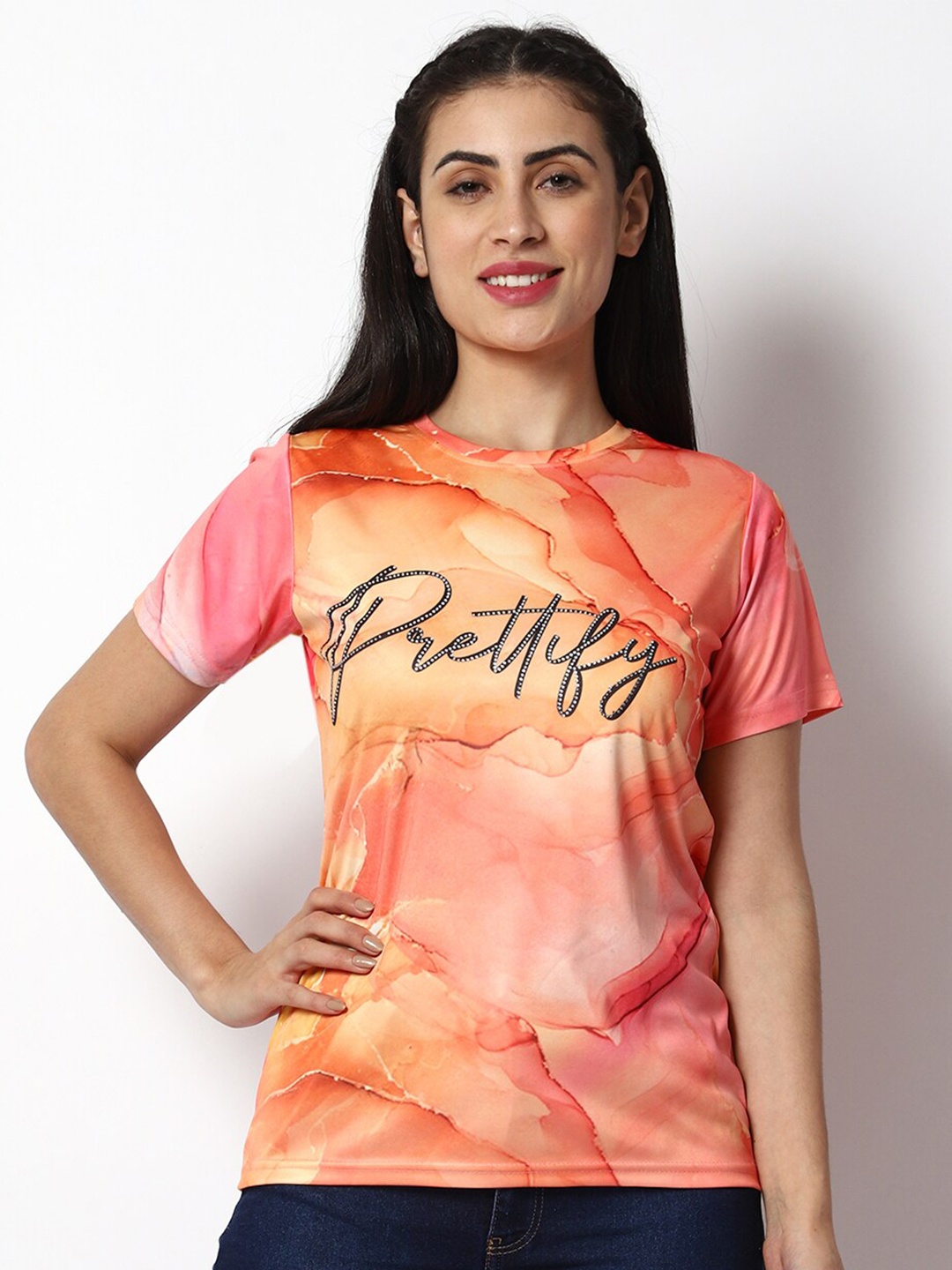 

Prettify Women Printed T-shirt, Red