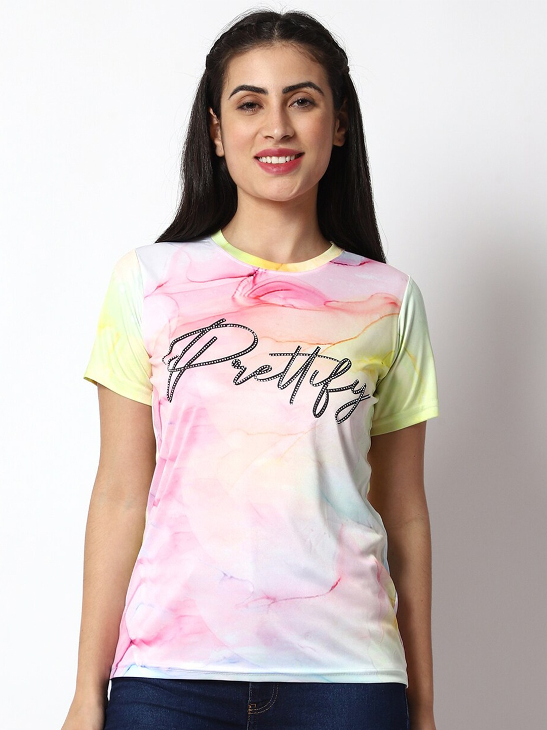 

Prettify Women Printed T-shirt, Yellow