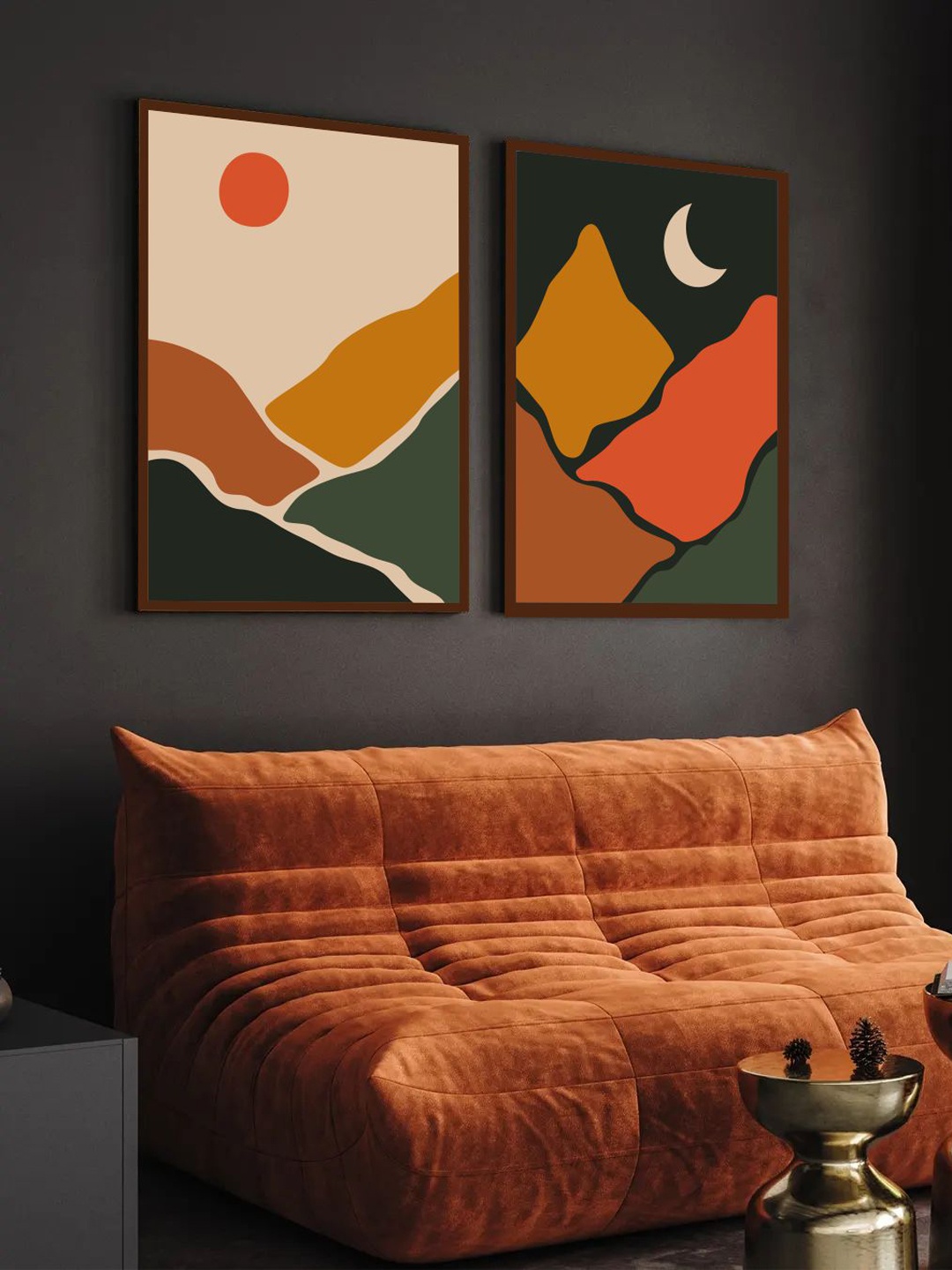

The Art House Orange & Green Set Of 2 Abstract Painting Wall Art