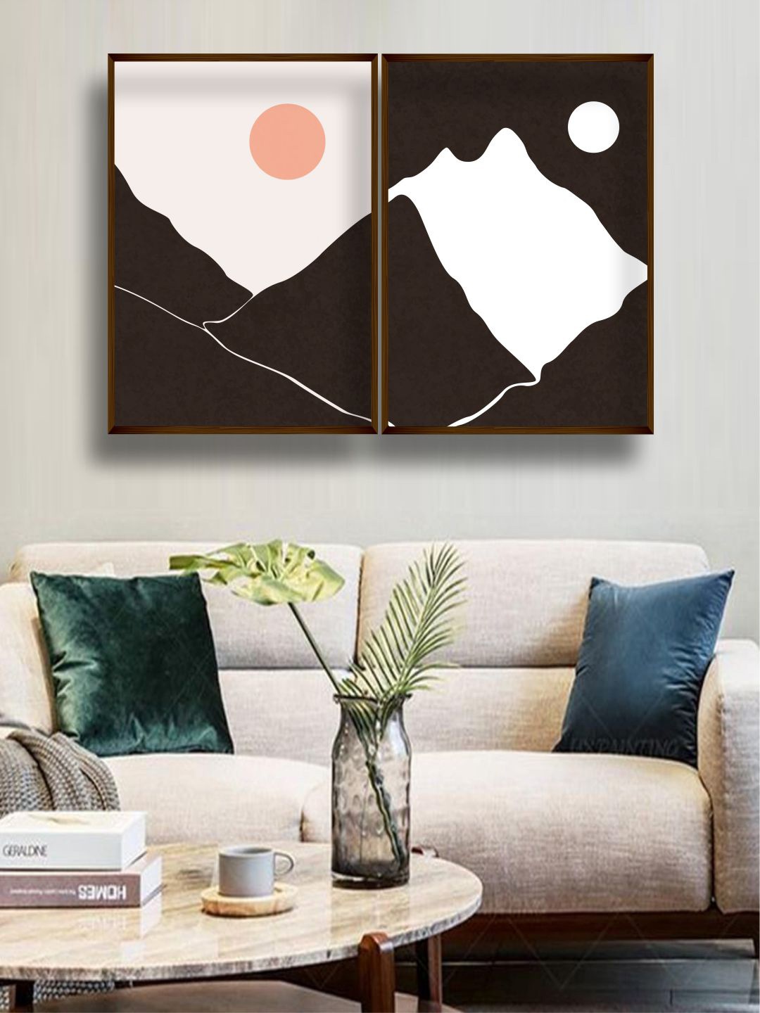 

The Art House Black and White Set Of 2 Abstract Painting Wall Art