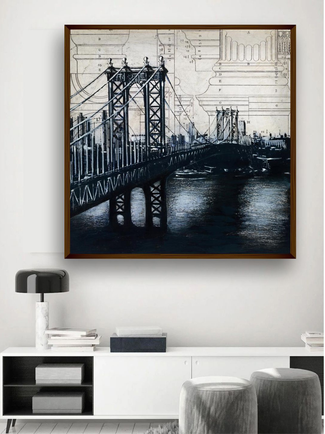 

The Art House Navy Blue and Beige Painting Wall Art