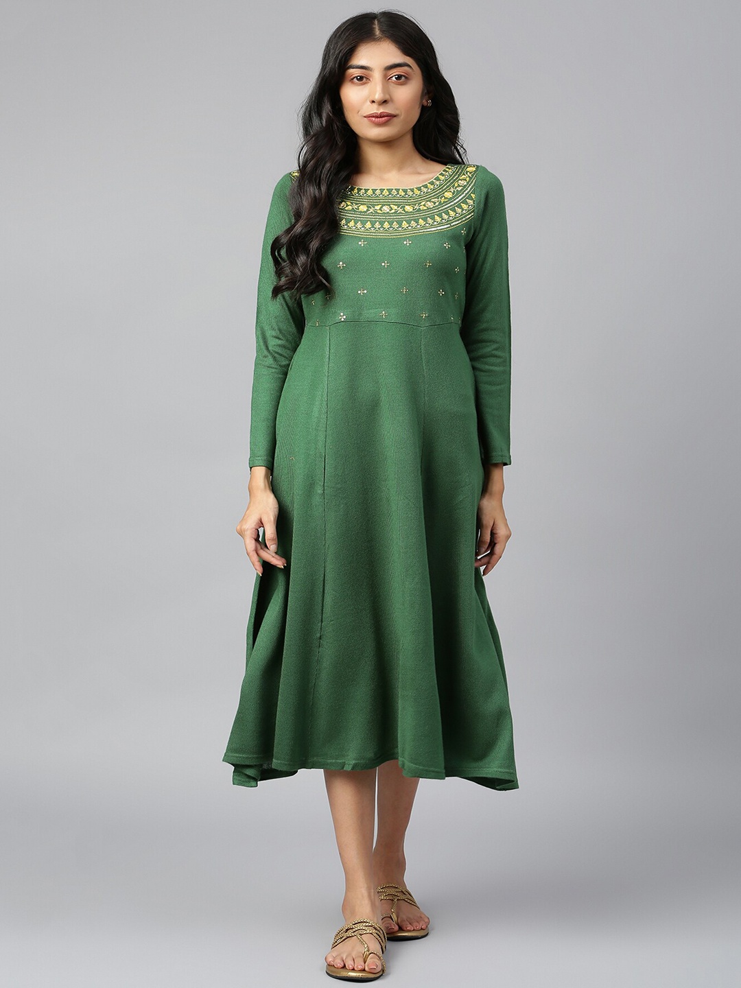 

AURELIA A-Line Midi Dress, Green