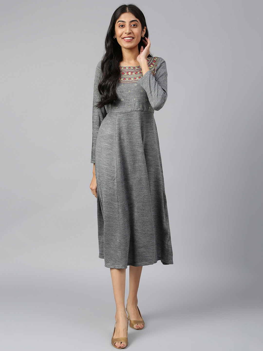 

AURELIA A-Line Midi Dress, Grey