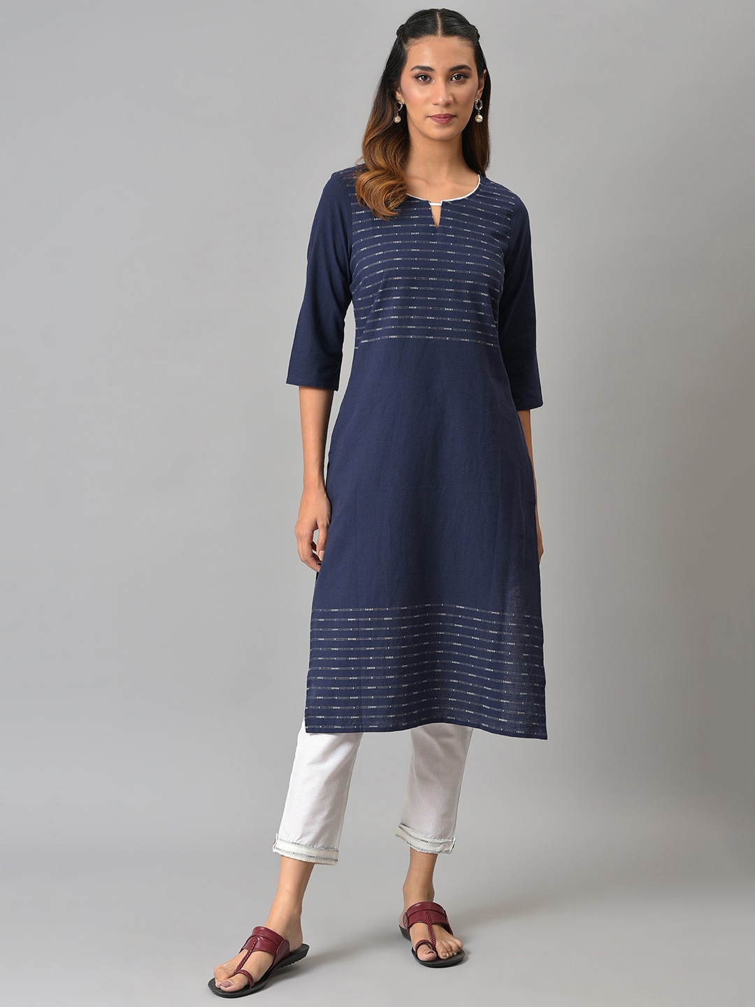 

AURELIA Women Blue Printed Kurta with Trousers
