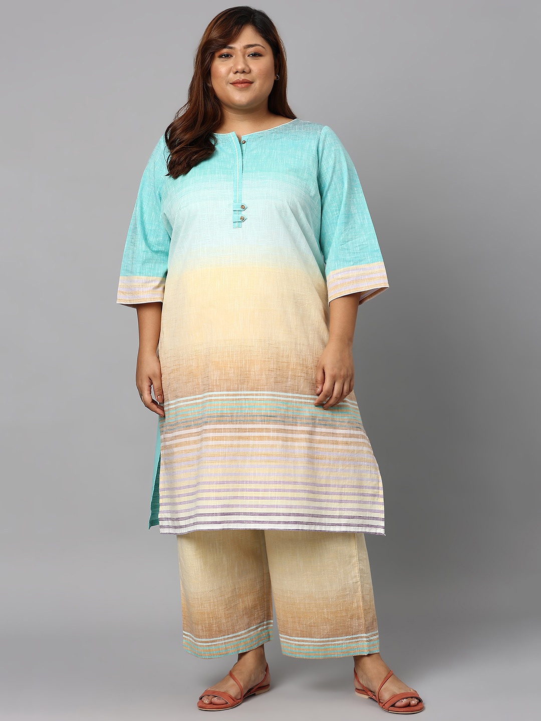 

AURELIA Women Blue Printed Kurta with Palazzos