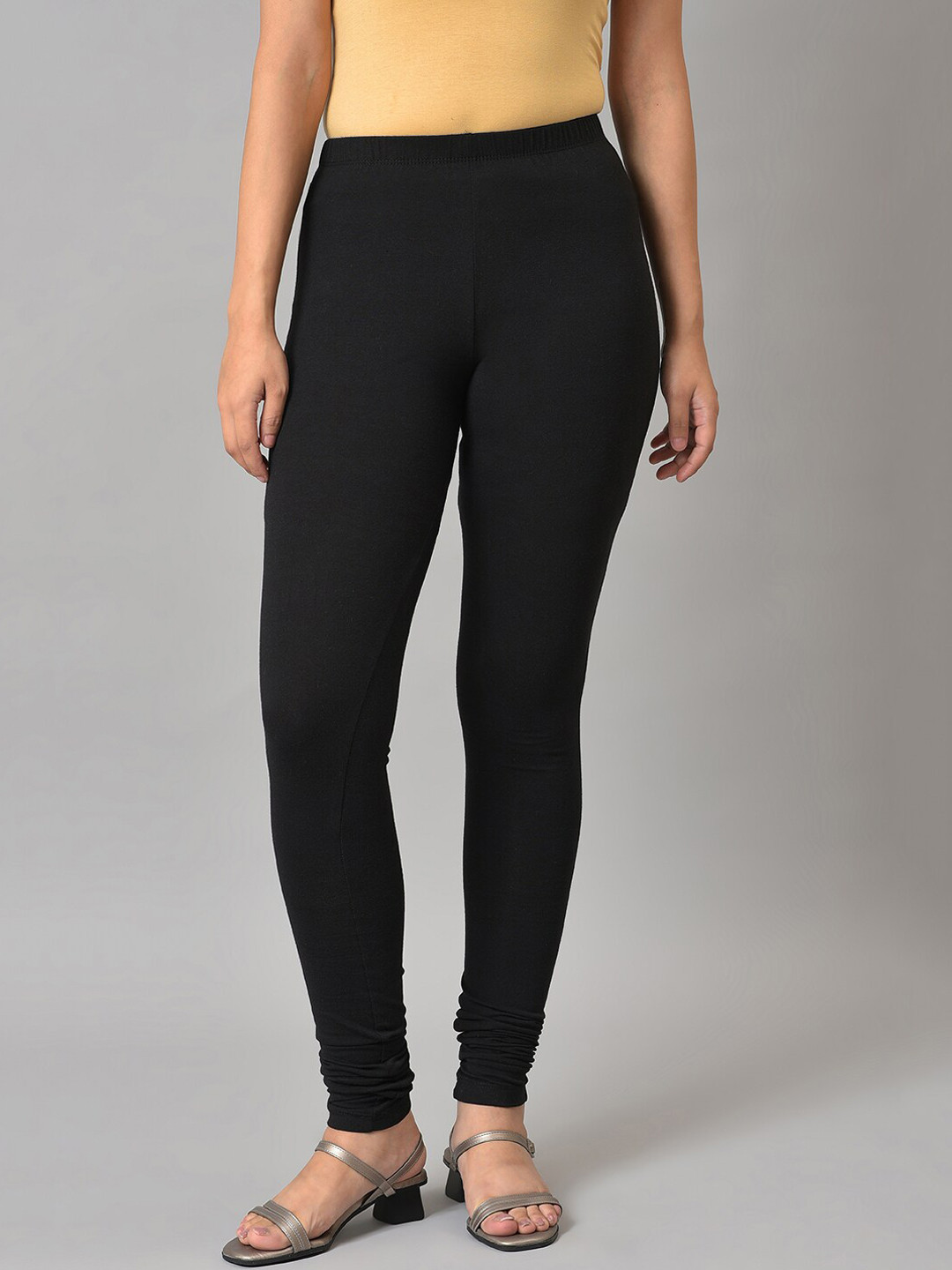 

AURELIA Women Solid Churidar Length Legging, Black