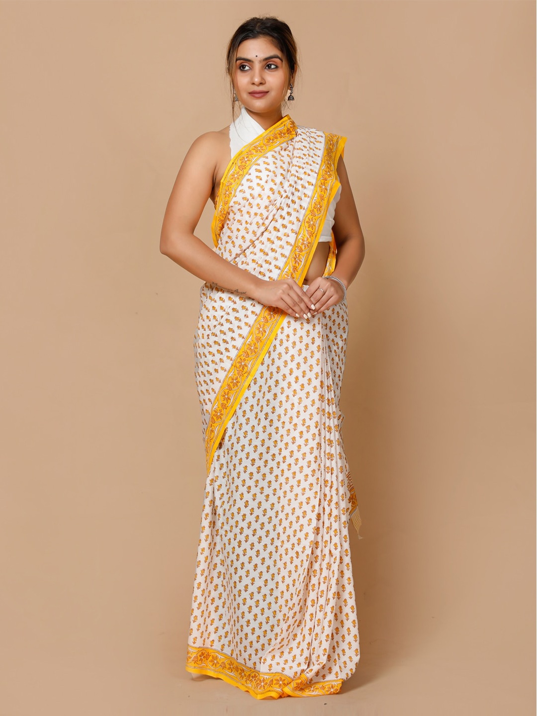 

BUTA BUTI Ethnic Motifs Pure Cotton Saree, White