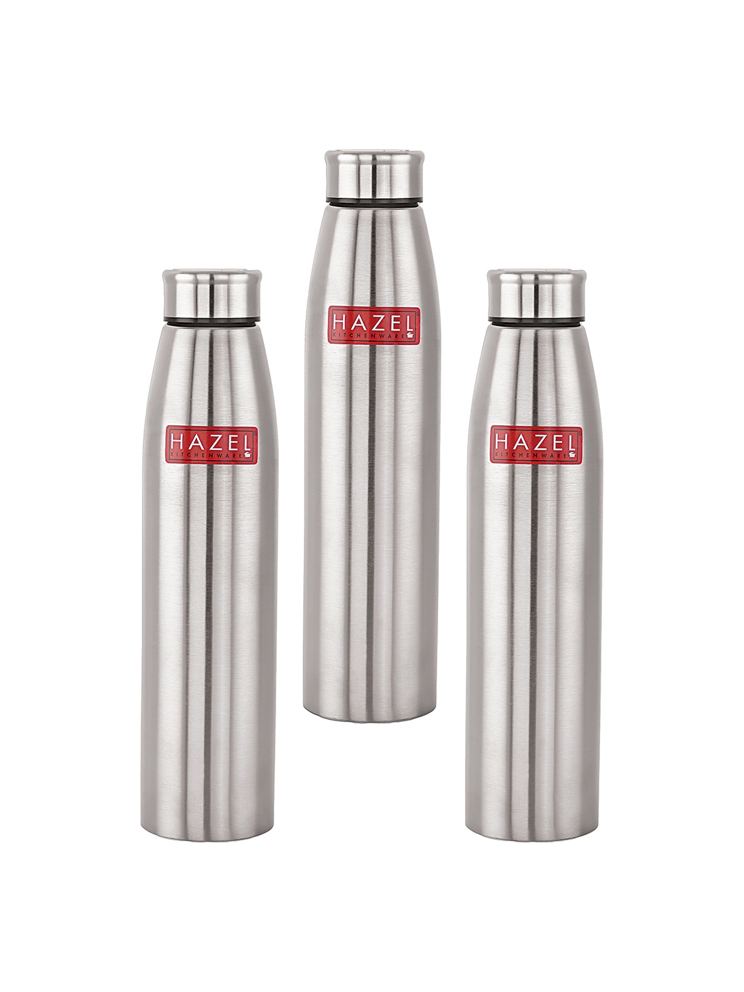 

HAZEL Steel Loch S3 Set Of 3 Single Wall Vacuum Stainless Steel Water Bottle 600 ml, Silver