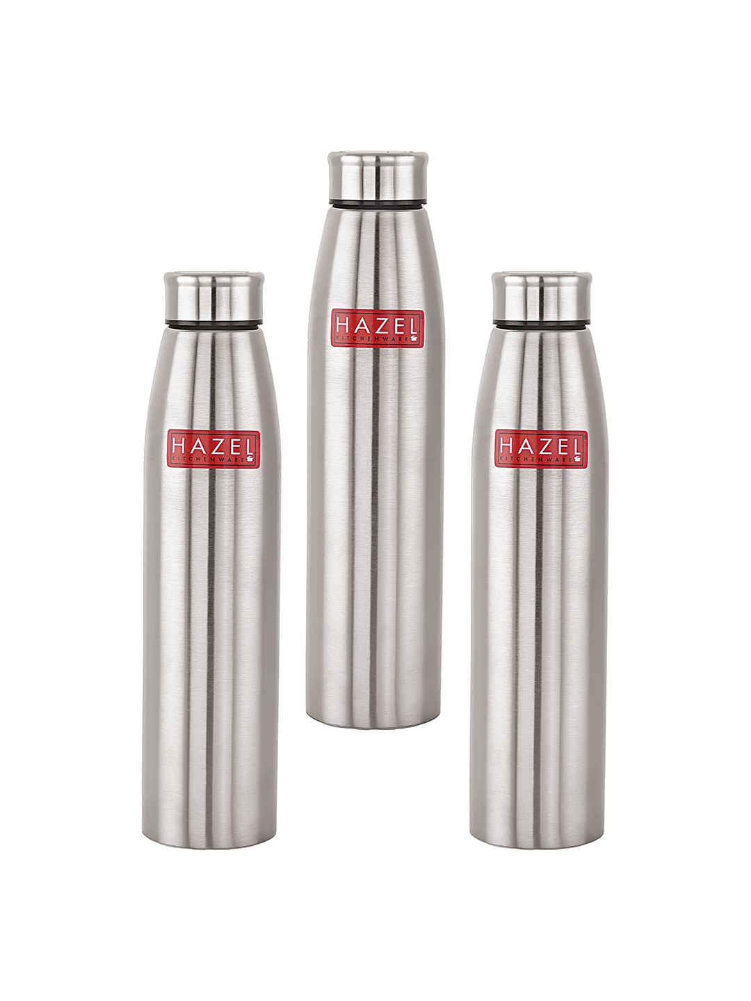 

HAZEL Steel Loch S3 Set of 3 Single Wall Vacuum Stainless Steel Water Bottle 1 Litre, Silver