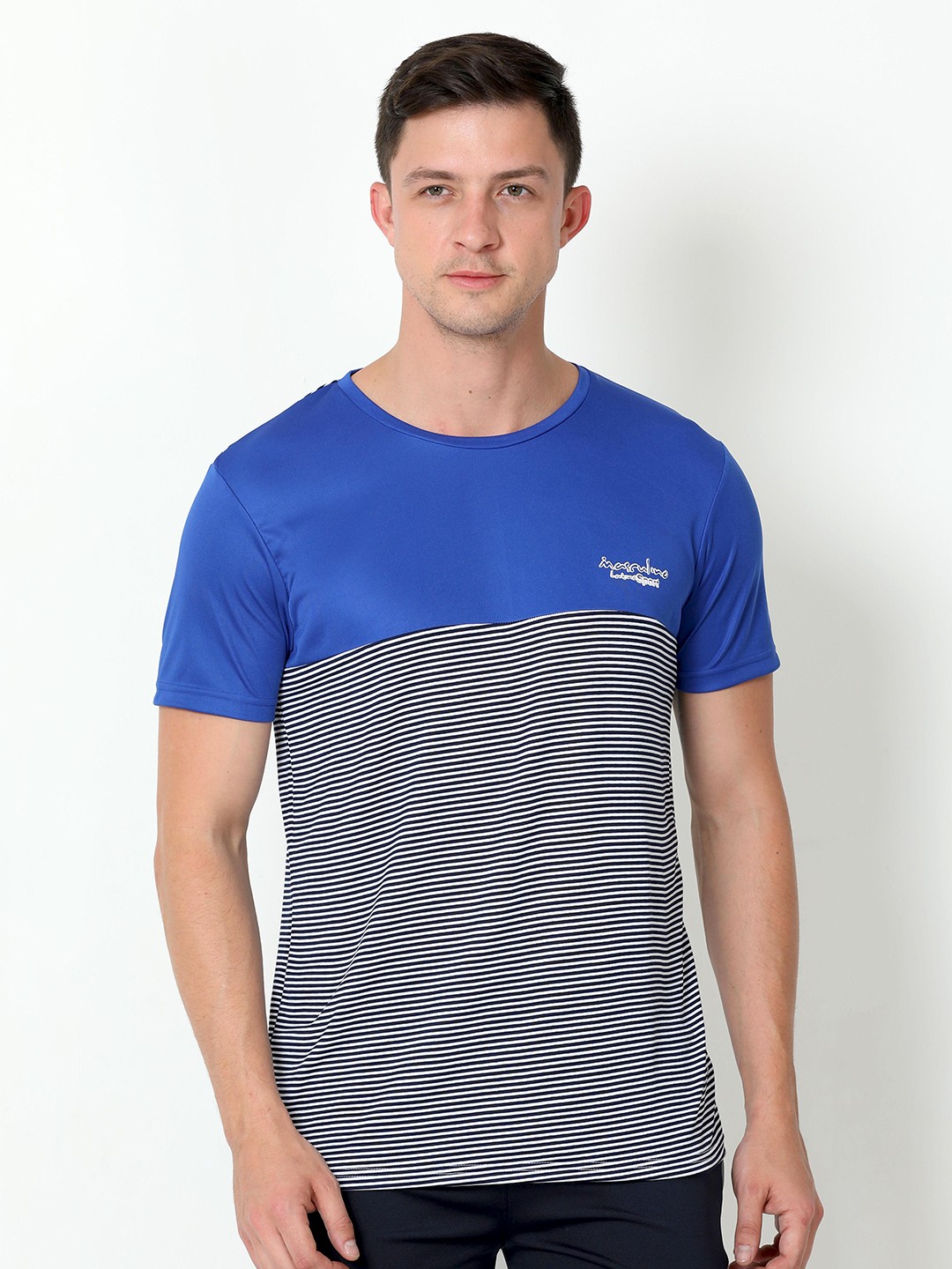 

Masculino Latino Men Striped Cotton T-shirt, Blue
