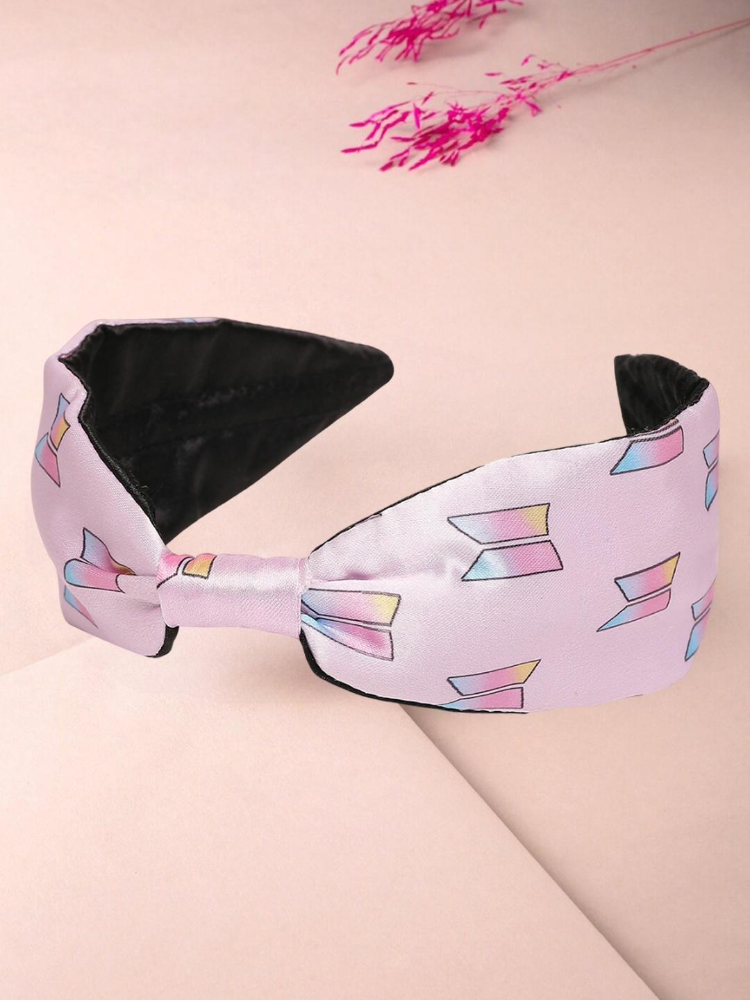 

OOMPH Women Satin Silk Knotted Hairband, Pink