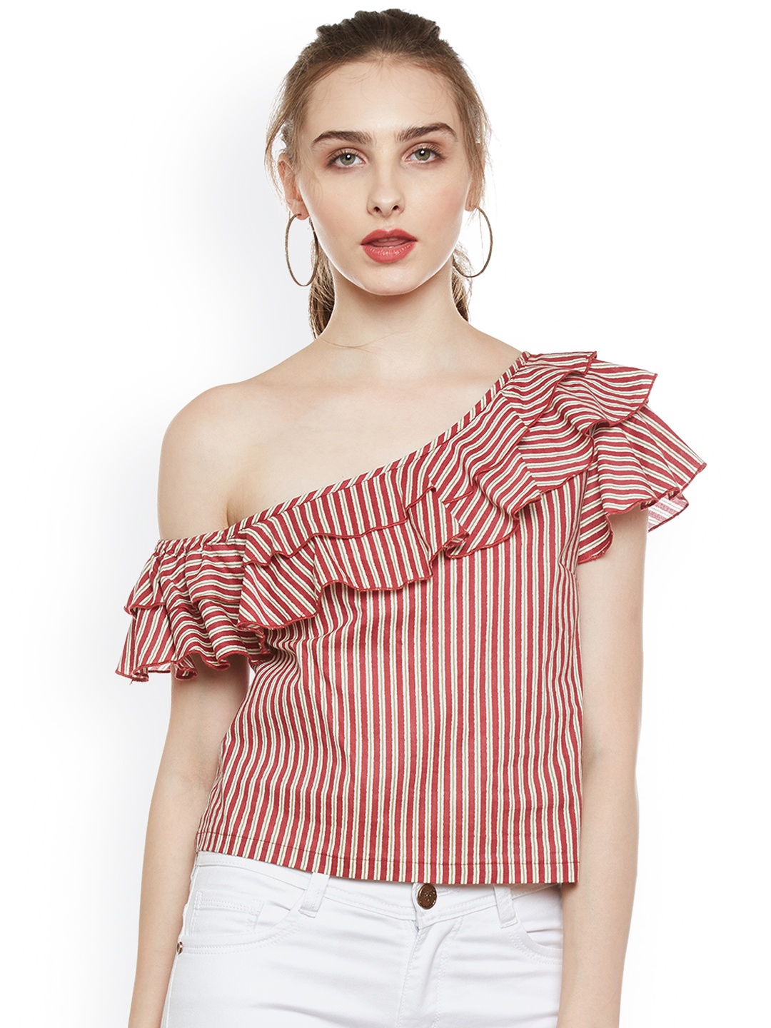 

Zastraa Women Red Striped Top