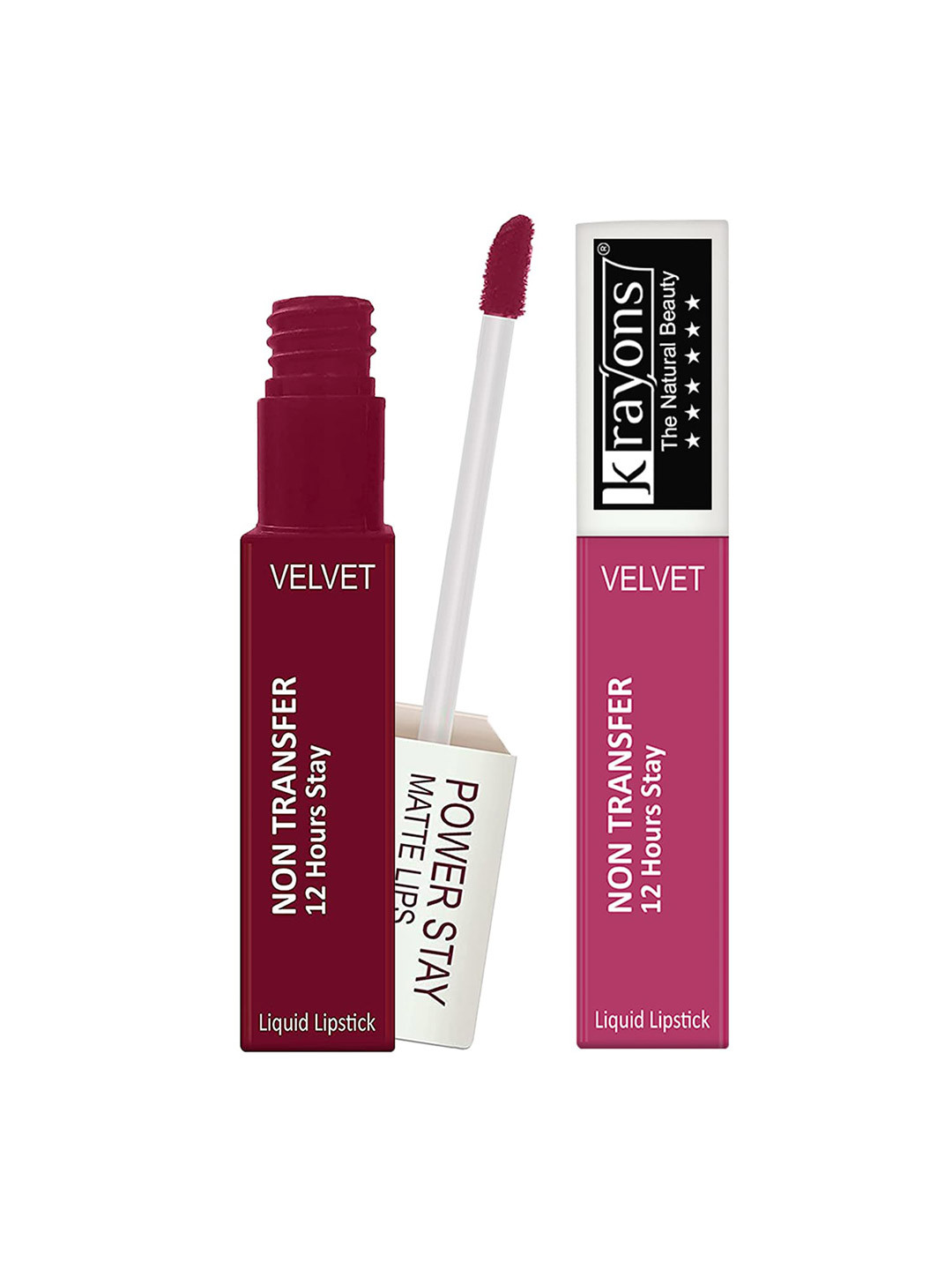 

krayons Power Stay Non-Transfer Matte Liquid Lipstick 4ml Each - Maroon Magic 09 & Pink Glam 10