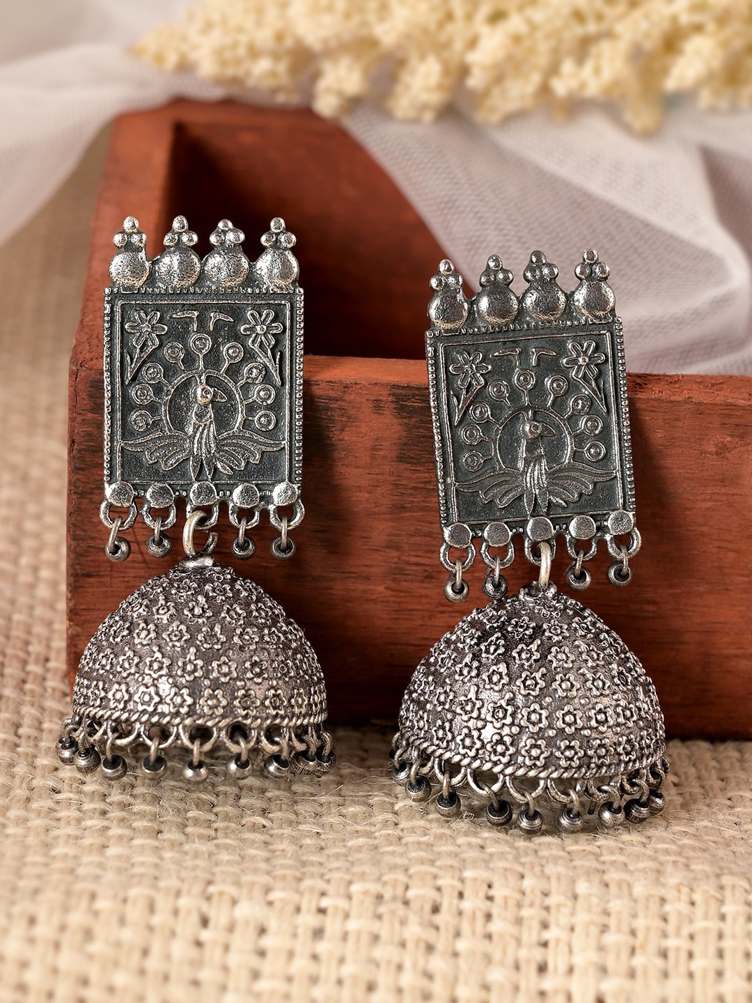 

AQUASTREET JEWELS Silver-Toned Jhumkas Earrings