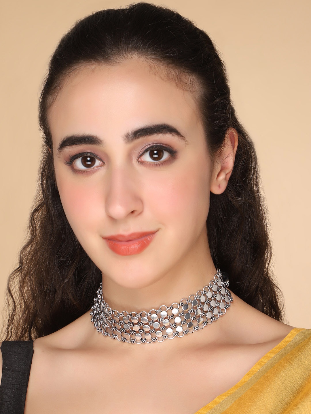

AQUASTREET JEWELS Silver-Toned Brass Silver-Plated Oxidised Necklace