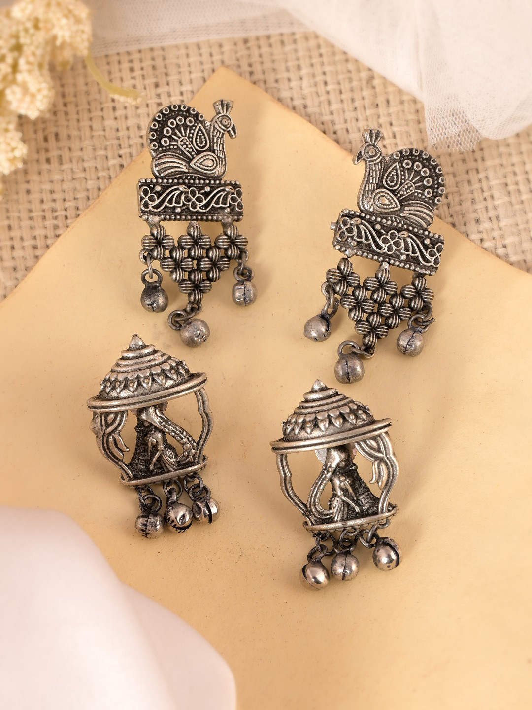 

AQUASTREET JEWELS Set Of 2 Silver Plated Geometric Drop Earrings