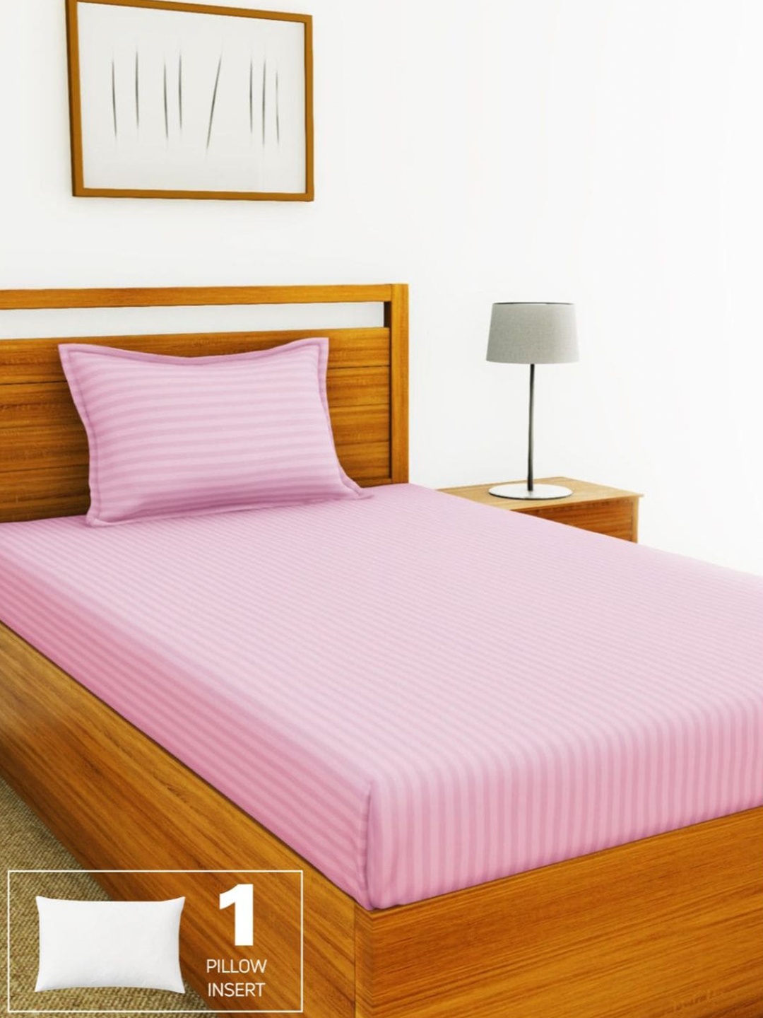 

BIANCA Rose Striped 210 TC Cotton Single Bedsheet with 1 Pillow Covers