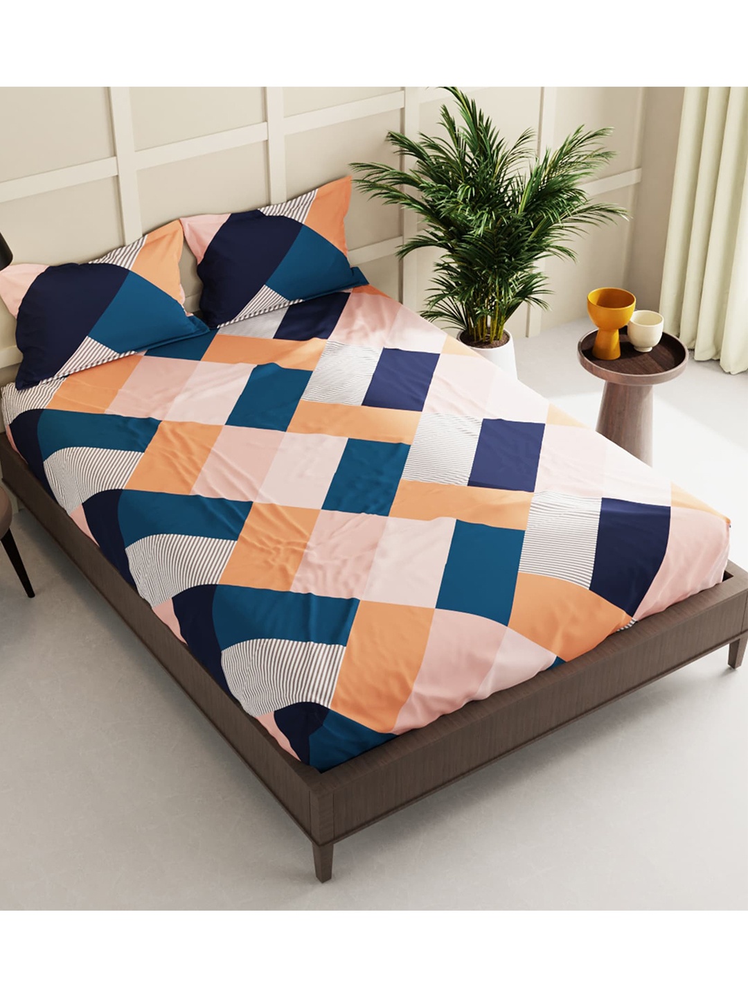 

BIANCA Assorted Geometric 152 TC Queen Bedsheet with 2 Pillow Covers
