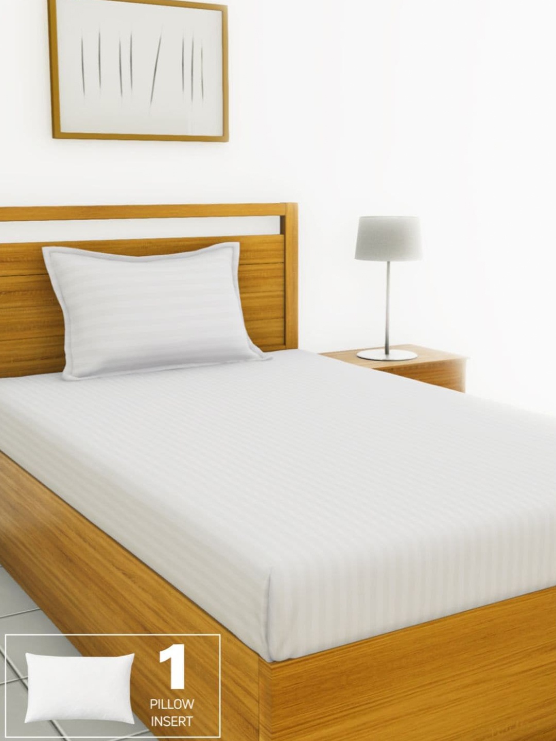 

BIANCA White 210 TC Cotton Single Bedsheet with 1 Pillow Covers