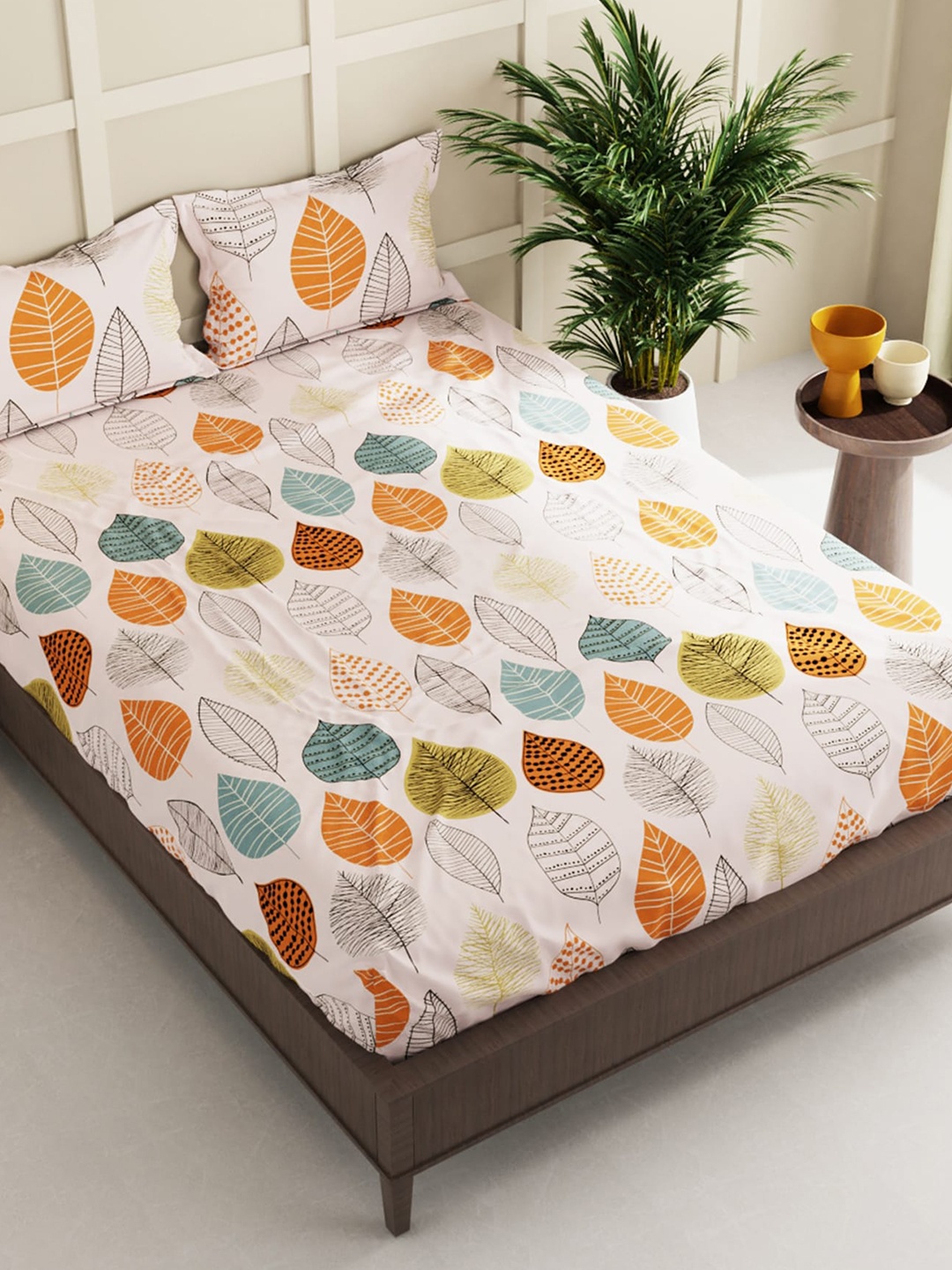 

BIANCA Floral 152 TC Queen Bedsheet with 2 Pillow Covers, Off white