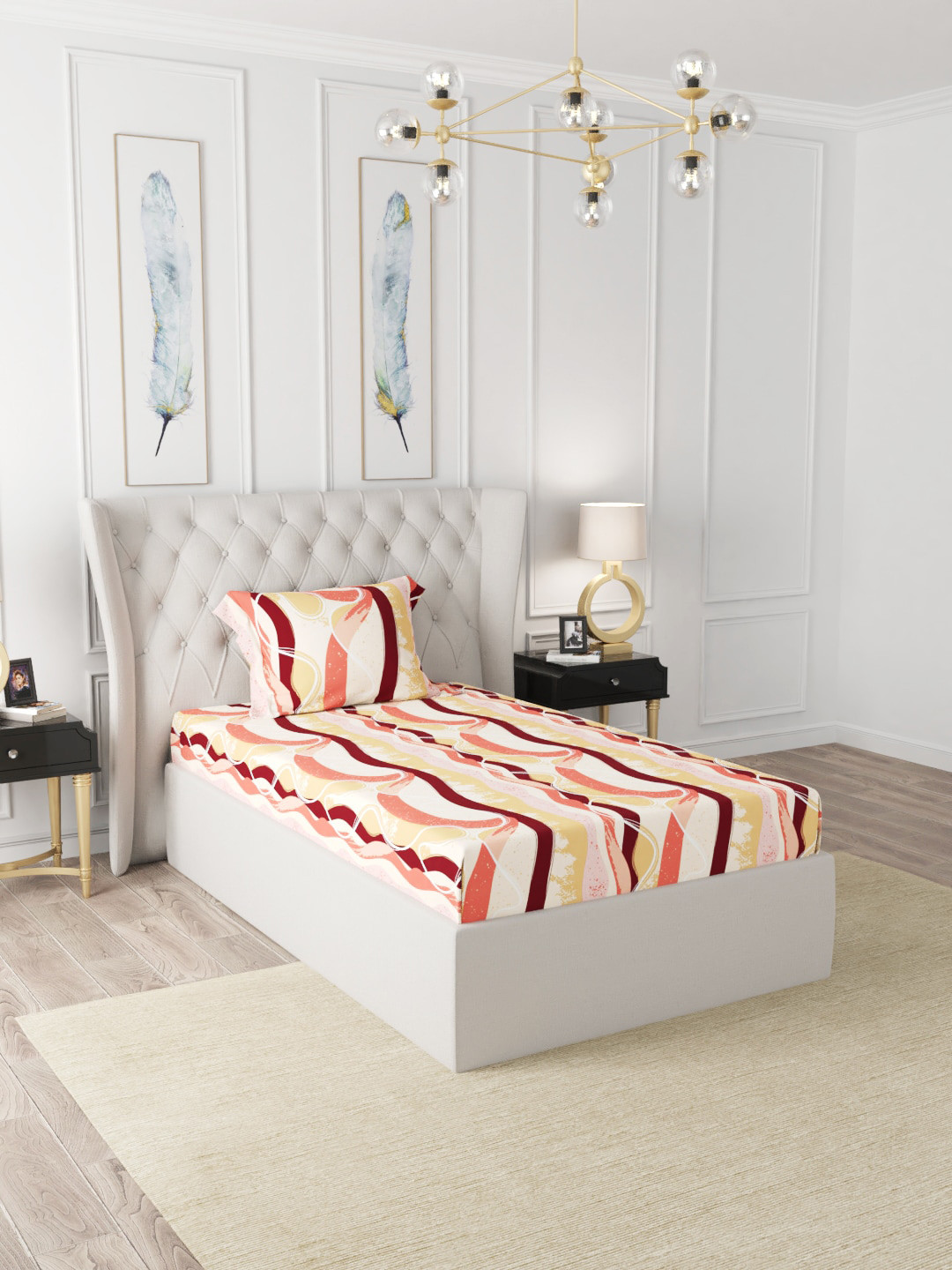

BIANCA 200 TC Single Bedsheet with 1 Pillow Covers, Cream