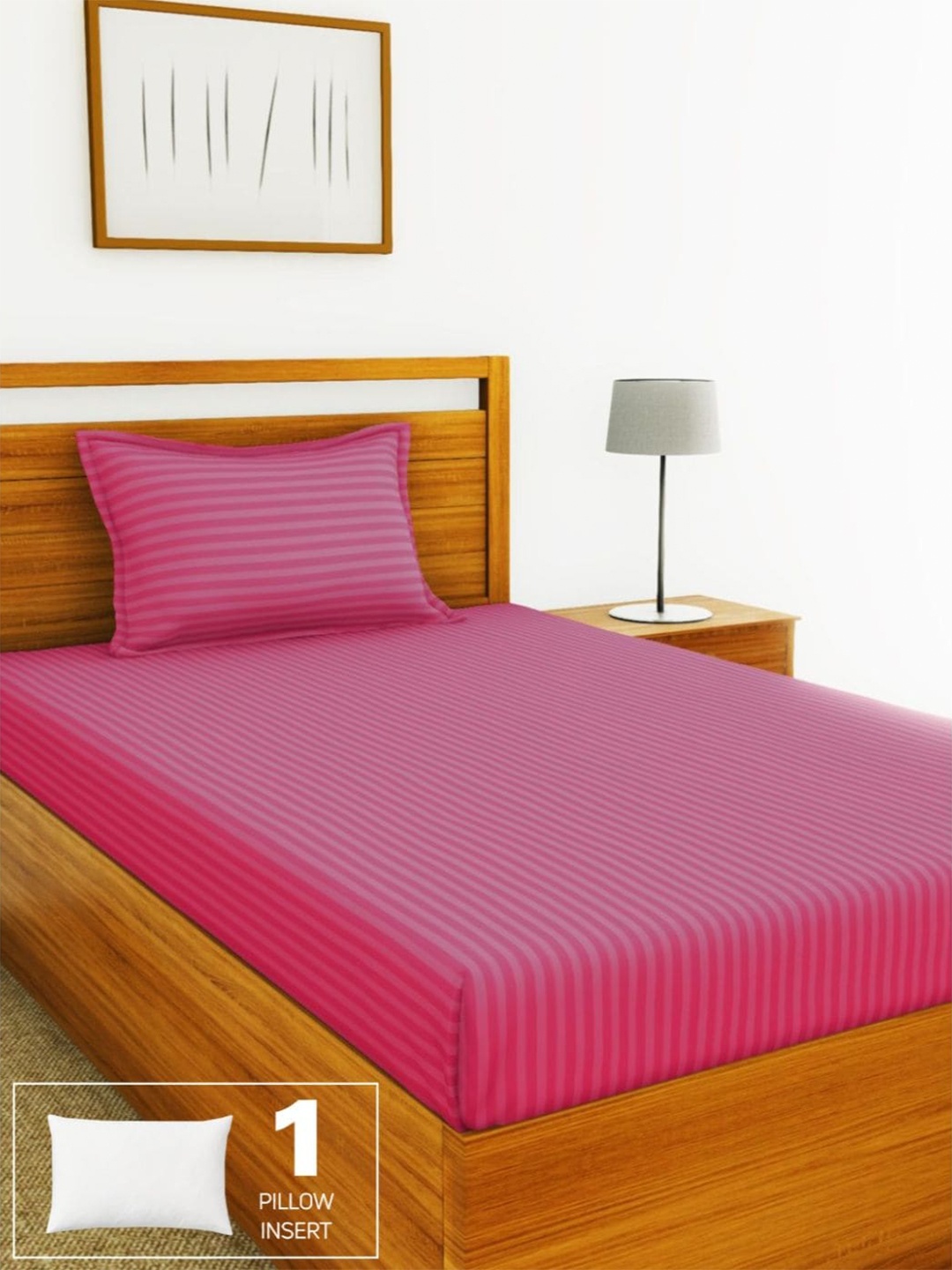 

BIANCA Pink Striped 210 TC Single Bedsheet with 1 Pillow Covers