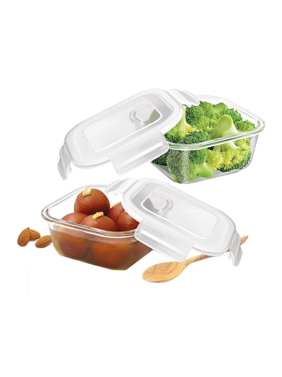 

Treo Store Fresh Transparent Set Of 2 Square Glass Lunch Box 300 ml Each