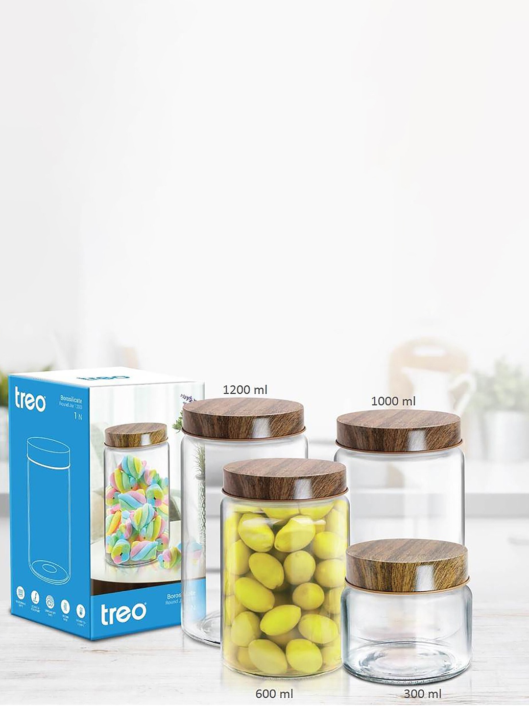 

Treo Borosilicate Transparent Round Glass Storage Jar 600 ml