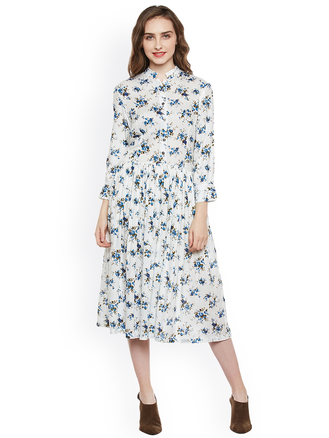 

Zastraa Women White Printed Shirt Dress