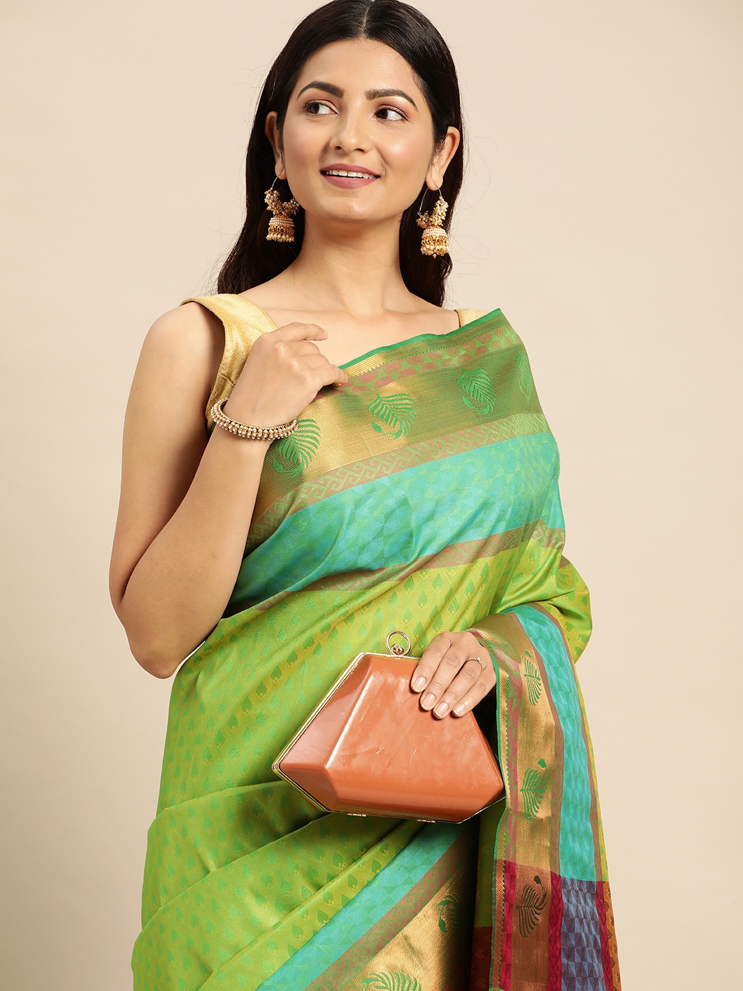 

Pothys Ethnic Motifs Woven Design Art Silk Saree, Green