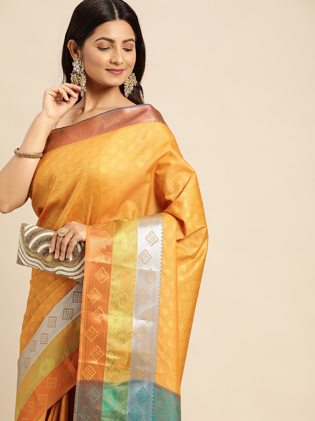 

Pothys Ethnic Motifs Art Silk Saree, Mustard