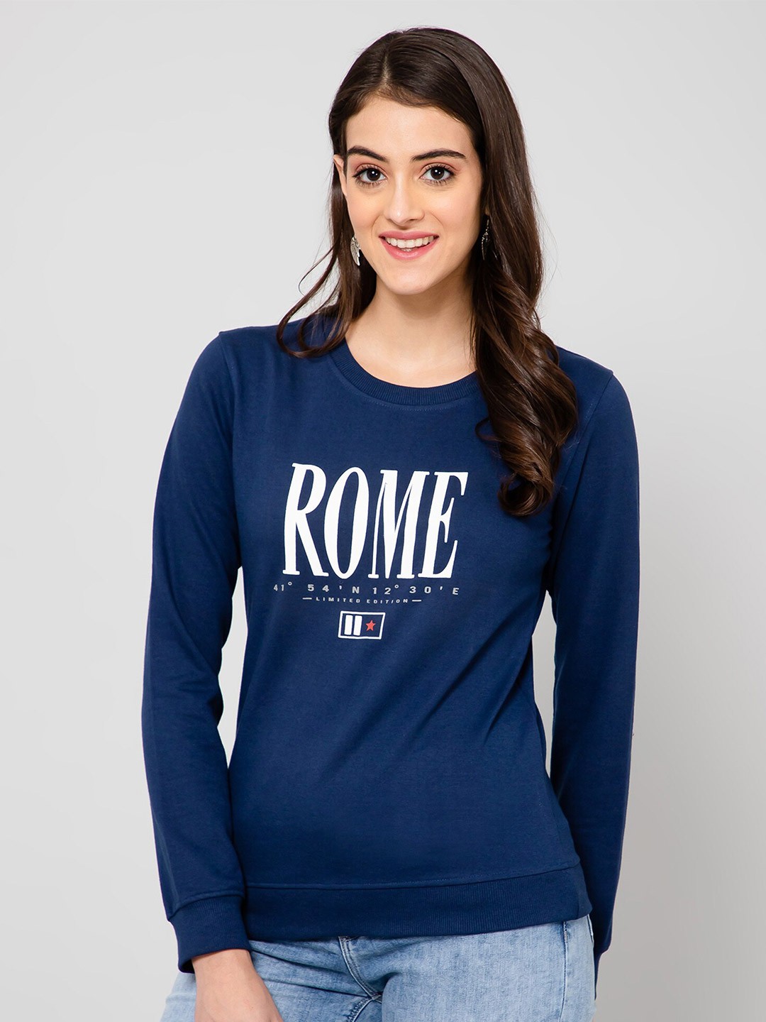 

Crozo By Cantabil Women Typography Printed T-shirt, Blue